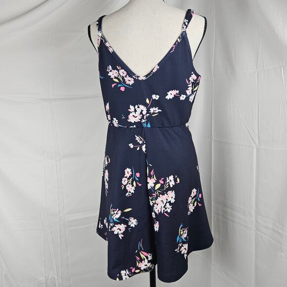 Angashion women's large navy midi romper wrap floral  Ballerina Spring Summer - Picture 3 of 8